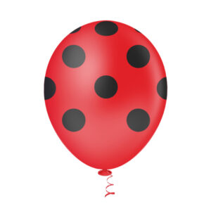 Balão Petit Poá 10” Vermelho/Preto Bello Festas 5×25