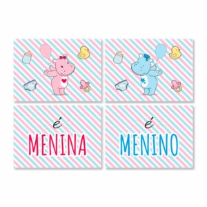 Cartaz Decorativo Chá Hipopótamo Bello Festas 4x4