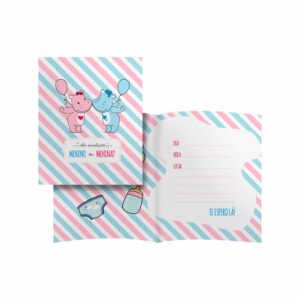 Convite Chá Hipopótamo Bello Festas 8x8