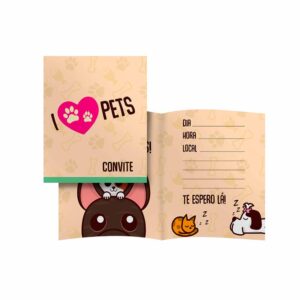 Convite Pets Bello Festas 8x8