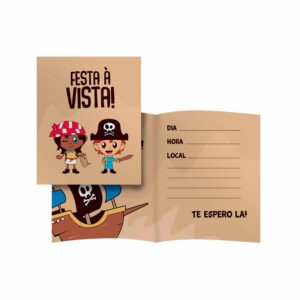 Convite Pirata Bello Festas 8x8