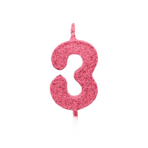 Vela Pick Premium Número 3 Rosa Claro Bello Festas 10×1
