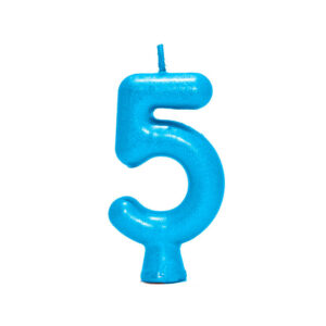 Vela Perolada Número 5 Azul Bello Festas 10×1