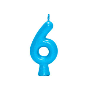 Vela Perolada Número 6 Azul Bello Festas 10×1