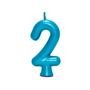 Vela Perolada Número 2 Azul Petroleo Bello Festas 10×1