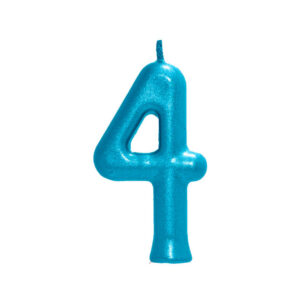 Vela Perolada Número 4 Azul Petroleo Bello Festas 10×1