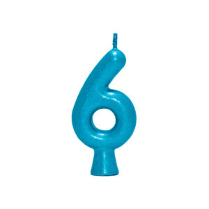 Vela Perolada Número 6 Azul Petroleo Bello Festas 10×1