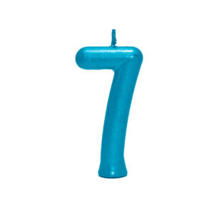 Vela Perolada Número 7 Azul Petroleo Bello Festas 10×1