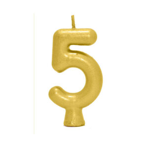 Vela Perolada Número 5 Dourado Bello Festas 10×1