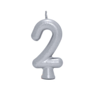 Vela Perolada Número 2 Prata Bello Festas 10×1