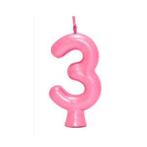 Vela Perolada Número 3 Rosa Claro Bello Festas 10×1