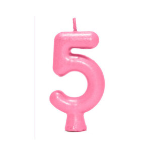 Vela Perolada Número 5 Rosa Claro Bello Festas 10×1
