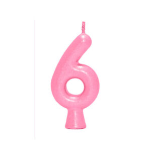Vela Perolada Número 6 Rosa Claro Bello Festas 10×1