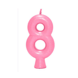Vela Perolada Número 8 Rosa Claro Bello Festas 10×1