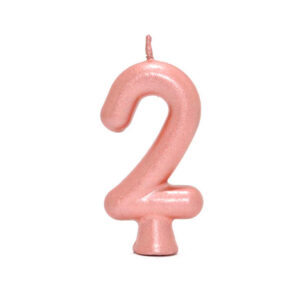 Vela Perolada Número 2 Rose Gold Bello Festas 10×1