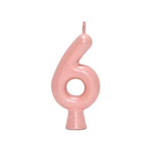 Vela Perolada Número 6 Rose Gold Bello Festas 10×1