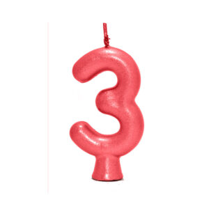 Vela Perolada Número 3 Vermelho Bello Festas 10×1