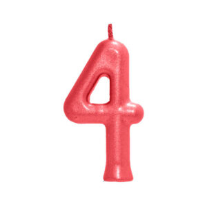 Vela Perolada Número 4 Vermelho Bello Festas 10×1