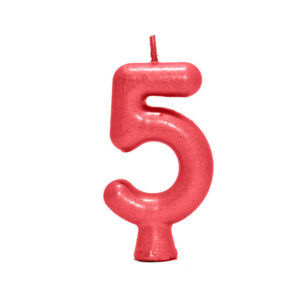 Vela Perolada Número 5 Vermelho Bello Festas 10×1