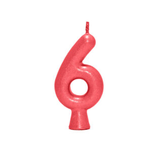 Vela Perolada Número 6 Vermelho Bello Festas 10×1