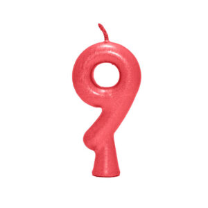 Vela Perolada Número 9 Vermelho Bello Festas 10×1